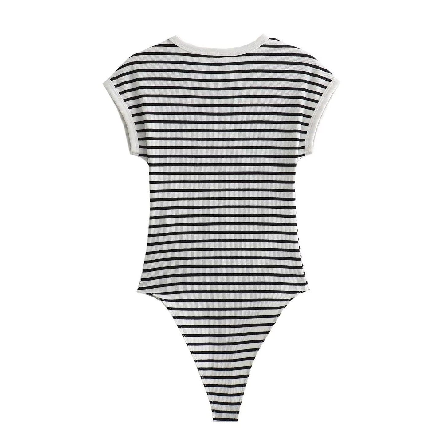 Essential Cap-Sleeve Stripe Bodysuit - White