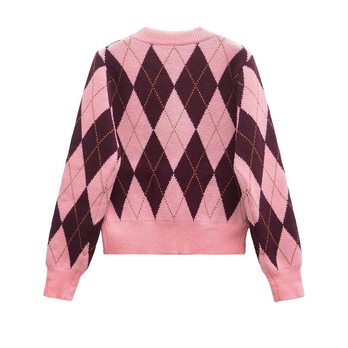 Vintage Argyle Cardigan - Pink