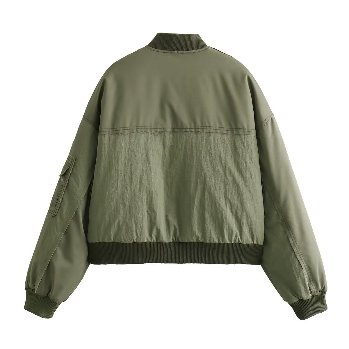 Casual Oversized Bomber Jacket - Green
