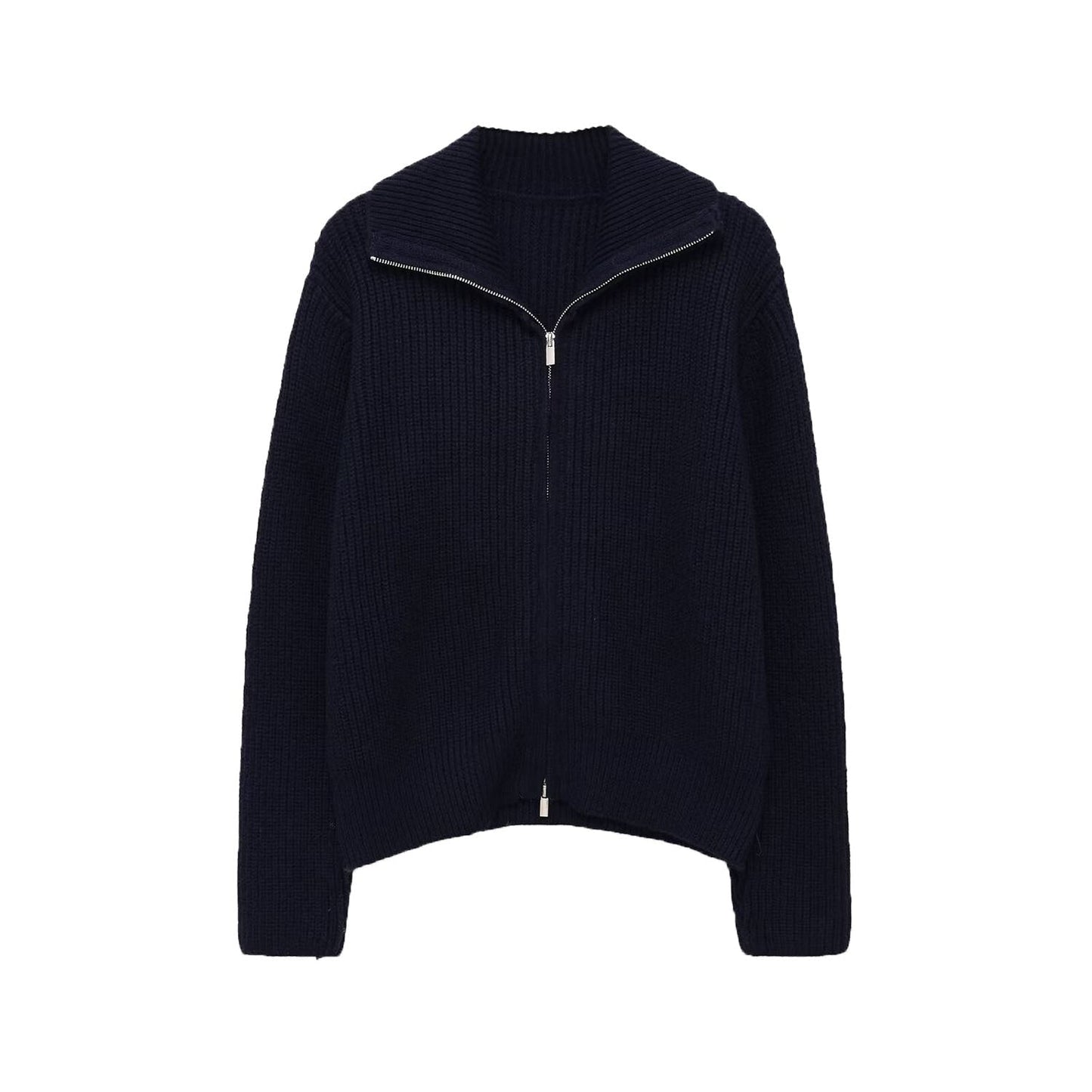 Essential Zip-Up Knit Cardigan