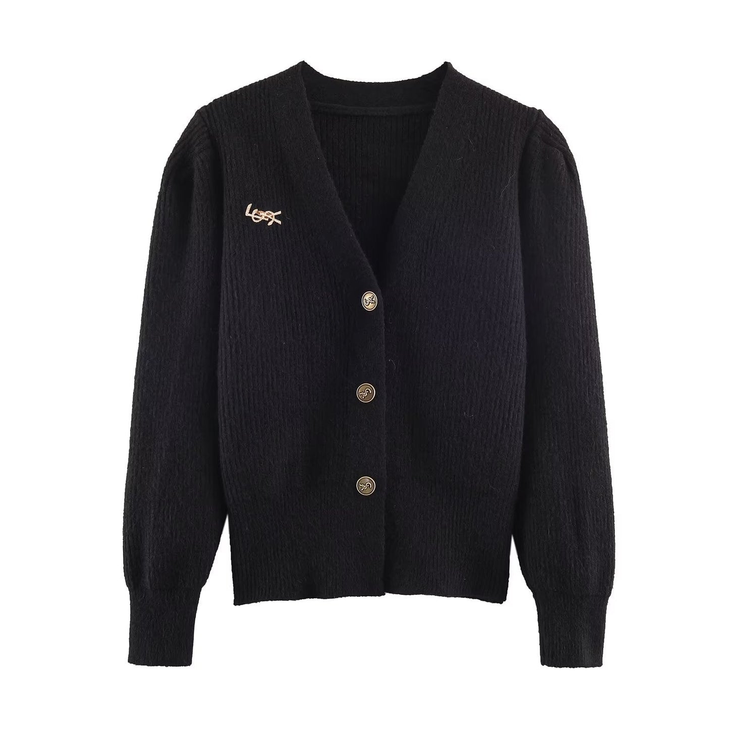 Essential Signature-Button Cardigan Sweater