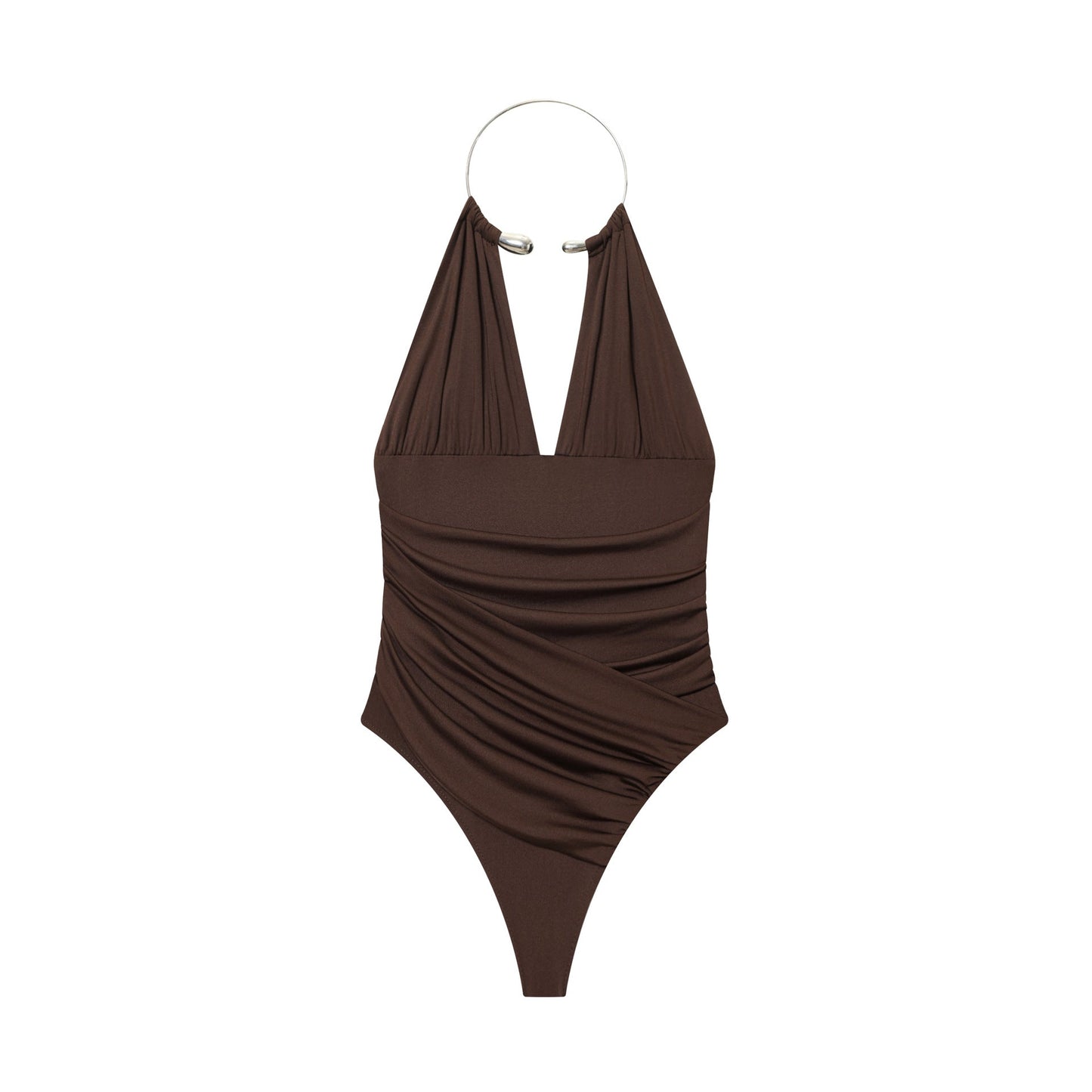Essential Ring-Halter Ruched Bodysuit