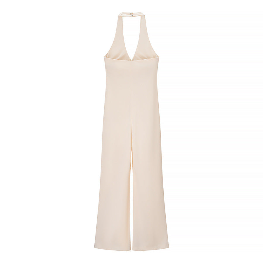 Luxe Clean-Halter Jumpsuit - Cream