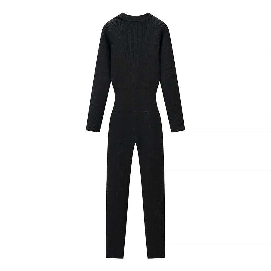 Essential Half-Zip Knit Jumpsuit