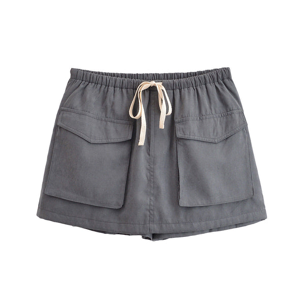 Urban Relaxed Drawstring Cargo Shorts - Gray