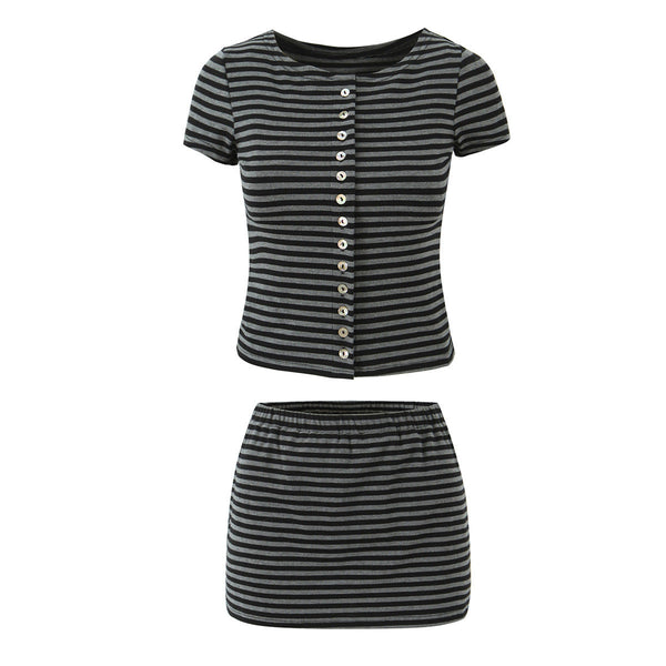 Urban Relaxed Button-Front Set - Gray