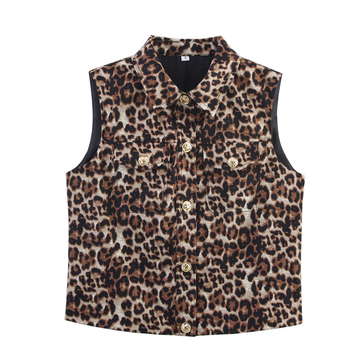 Luxe Leopard Button Vest - Brown