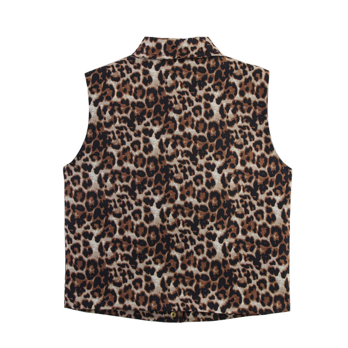 Luxe Leopard Button Vest - Brown
