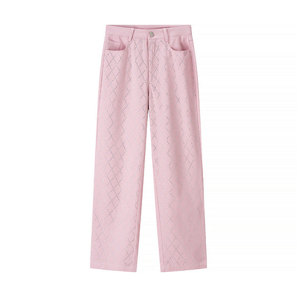 Essential Diamond-Stitch Pants - Pink