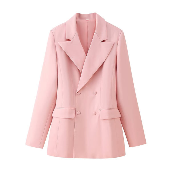 Luxe Wide-Lapel Jacket - Pink