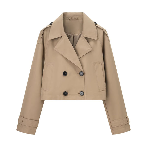Smart Casual Double Breasted Cropped Trench Jacket