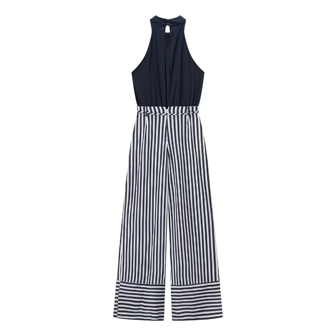 Urban Relaxed Stripe-Waist Jumpsuit - Black