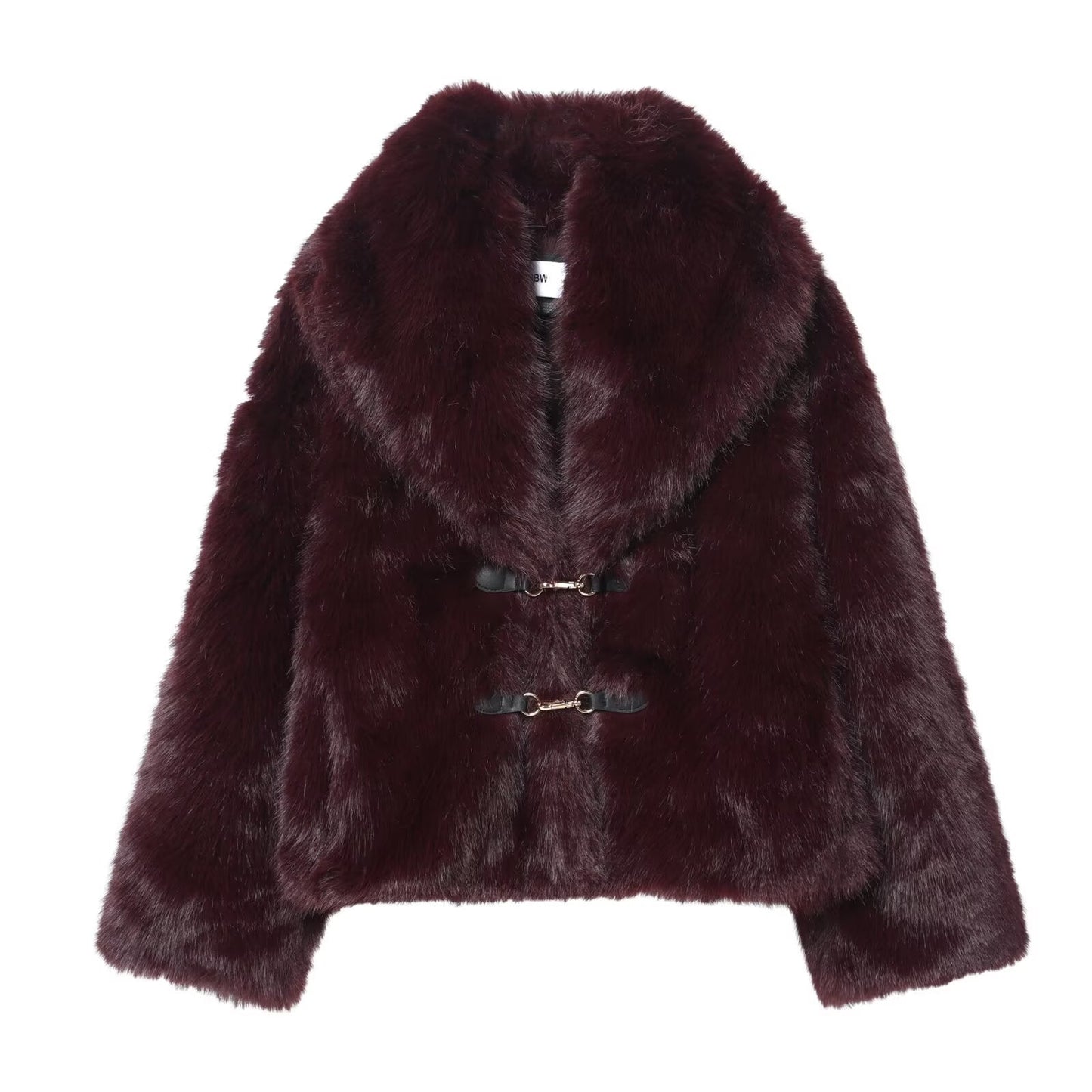 Studio Hook-Closure Faux-Fur Coat - Red