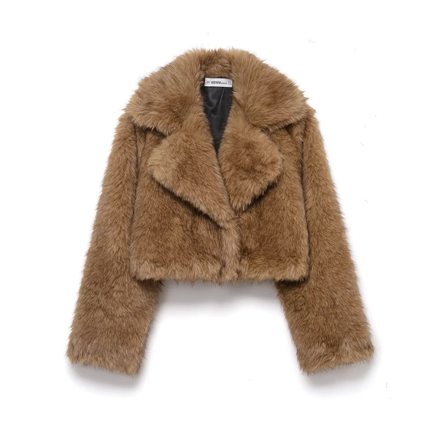Studio Boxy-Cut Faux-Fur Coat - Brown