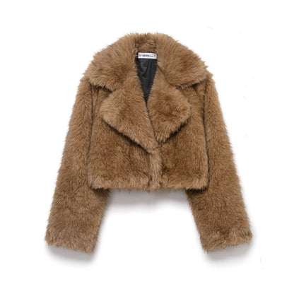 Studio Boxy-Cut Faux-Fur Coat - Brown
