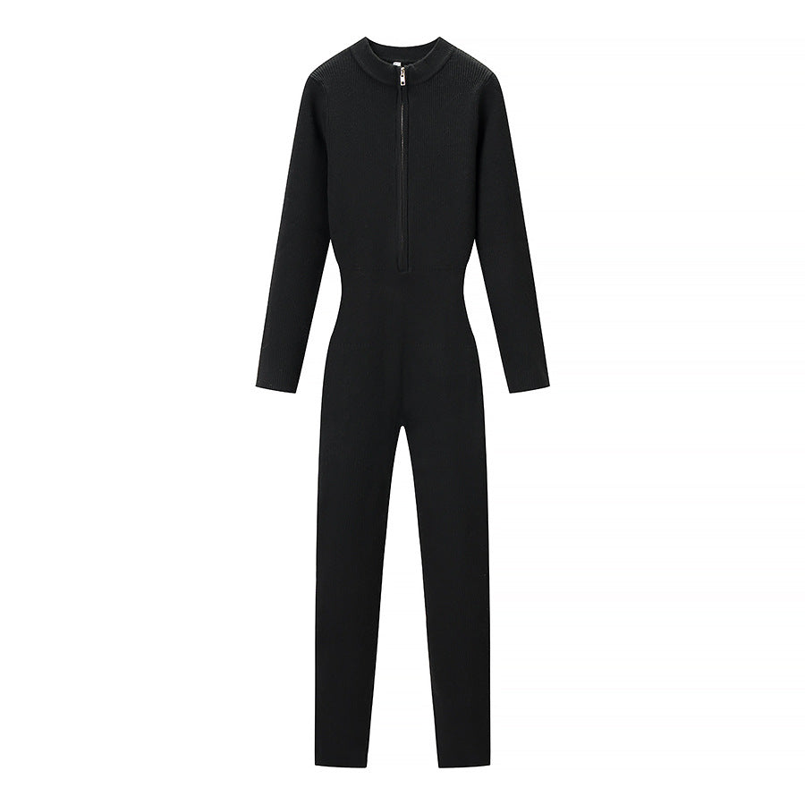 Essential Half-Zip Knit Jumpsuit