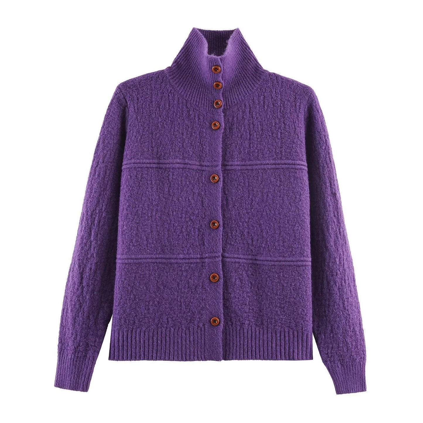 Essential High-Neck Bouclé Cardigan Sweater