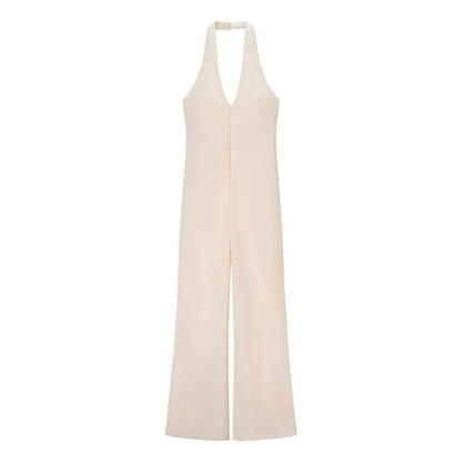 Luxe Clean-Halter Jumpsuit - Cream