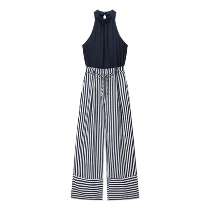Urban Relaxed Stripe-Waist Jumpsuit - Black