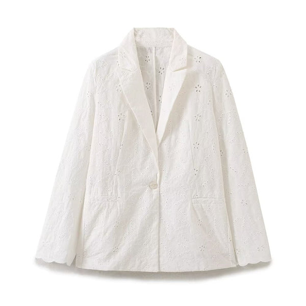 Luxe Eyelet-Lace Jacket - White