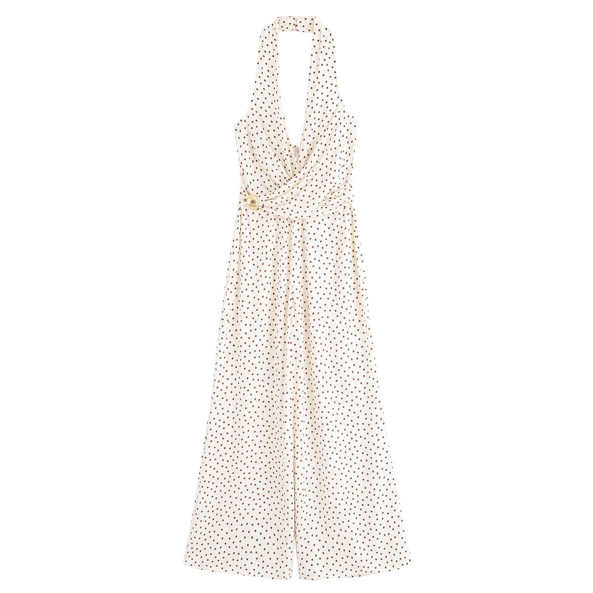 Luxe Polka-Drape Jumpsuit - White