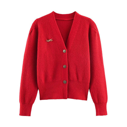 Essential Signature-Button Cardigan Sweater
