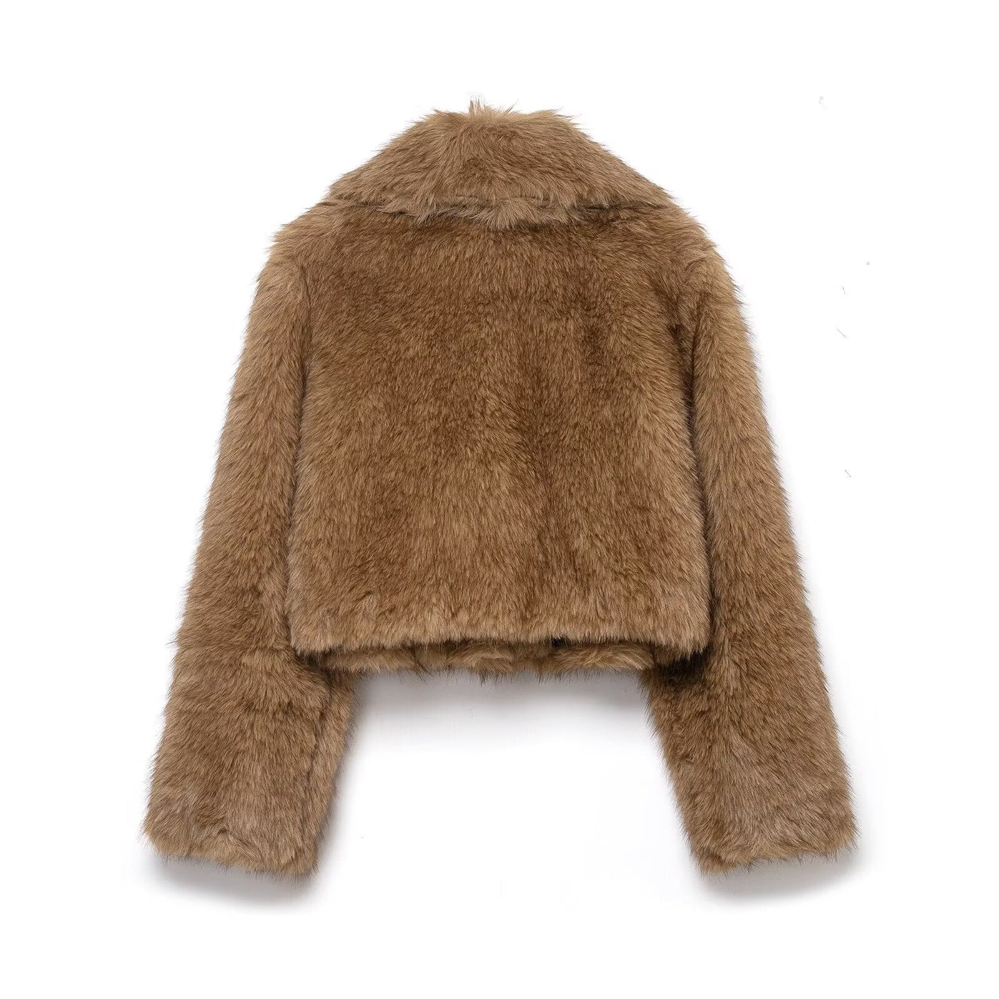 Studio Boxy-Cut Faux-Fur Coat - Brown