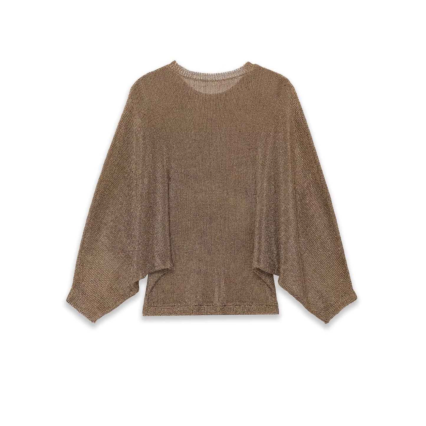 Essential Batwing-Sleeve Knit Sweater - Brown