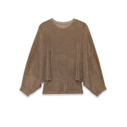 Essential Batwing-Sleeve Knit Sweater - Brown