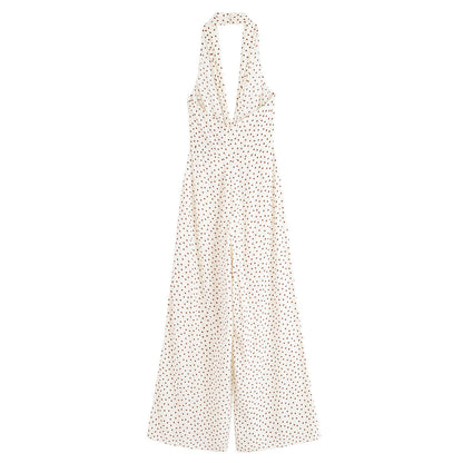 Luxe Polka-Drape Jumpsuit - White