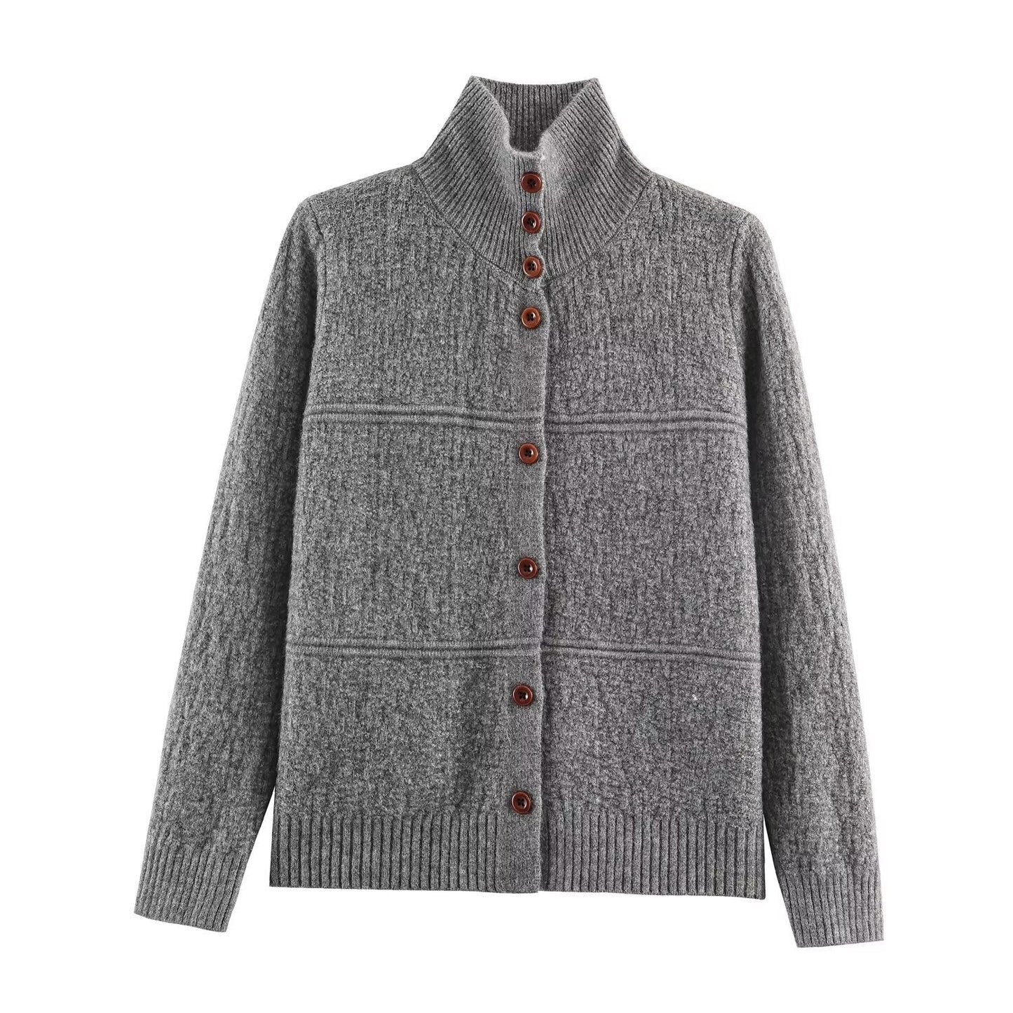 Essential High-Neck Bouclé Cardigan Sweater