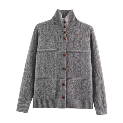 Essential High-Neck Bouclé Cardigan Sweater