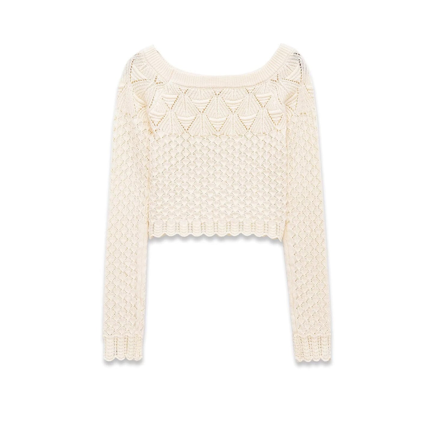 Studio Scalloped Crochet Top - Cream