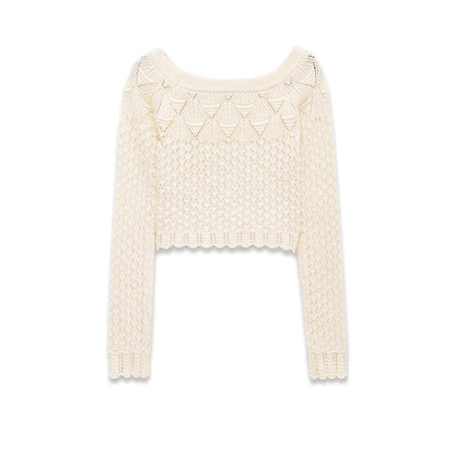 Studio Scalloped Crochet Top - Cream