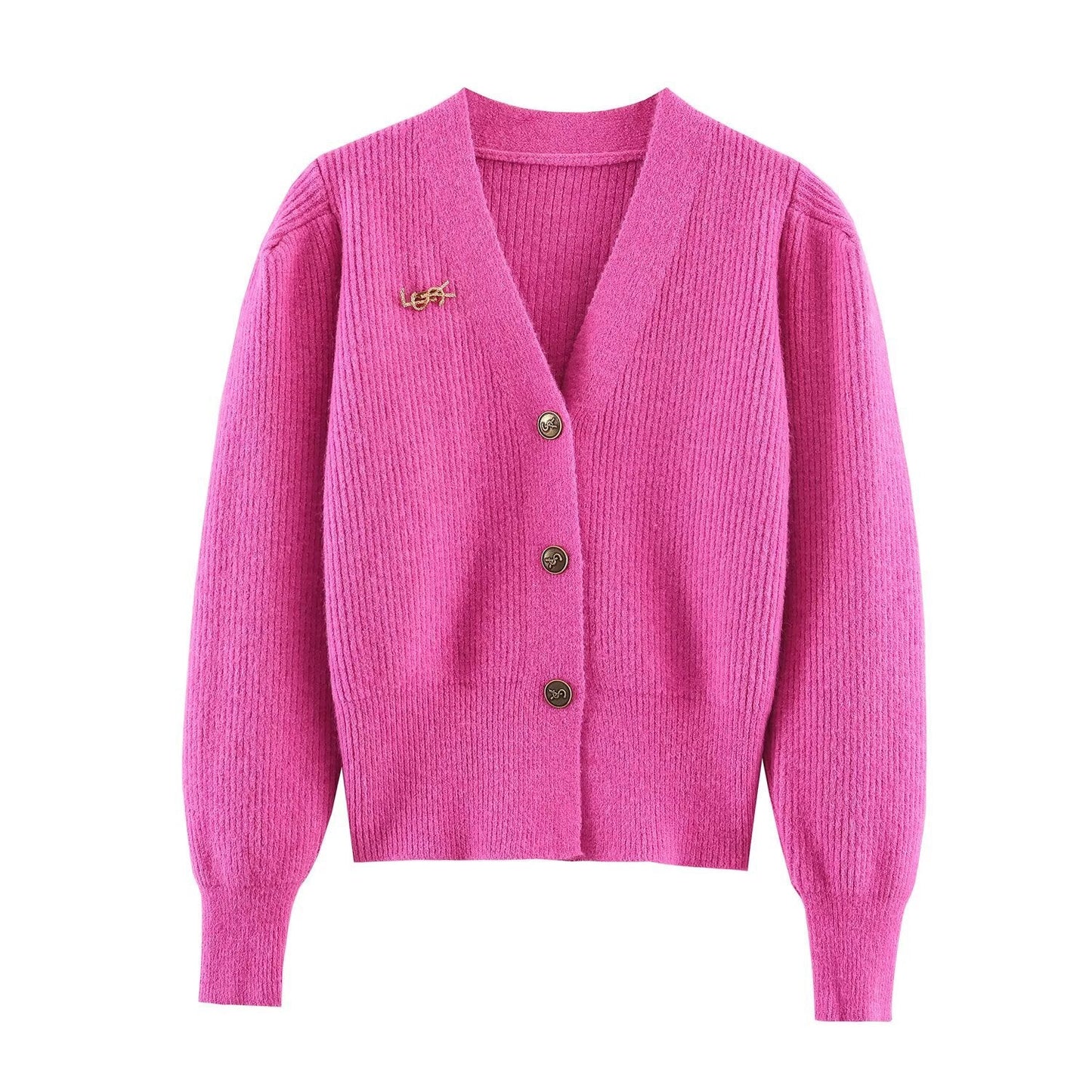 Essential Signature-Button Cardigan Sweater
