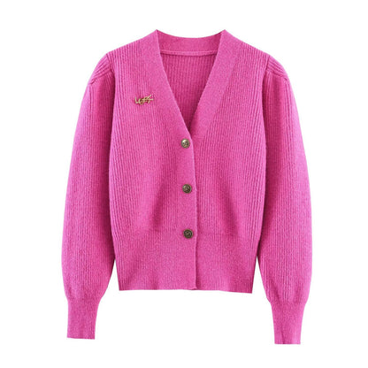 Essential Signature-Button Cardigan Sweater