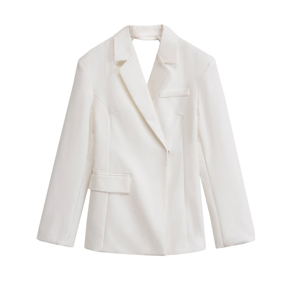 Luxe Asymmetric-Front Jacket - White