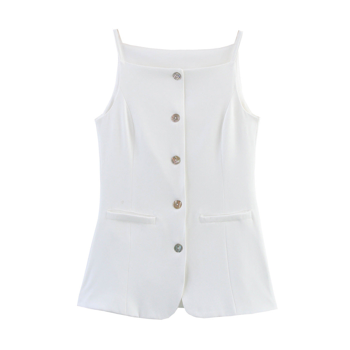 Luxe Sculpted Button Vest - White