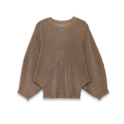 Essential Batwing-Sleeve Knit Sweater - Brown