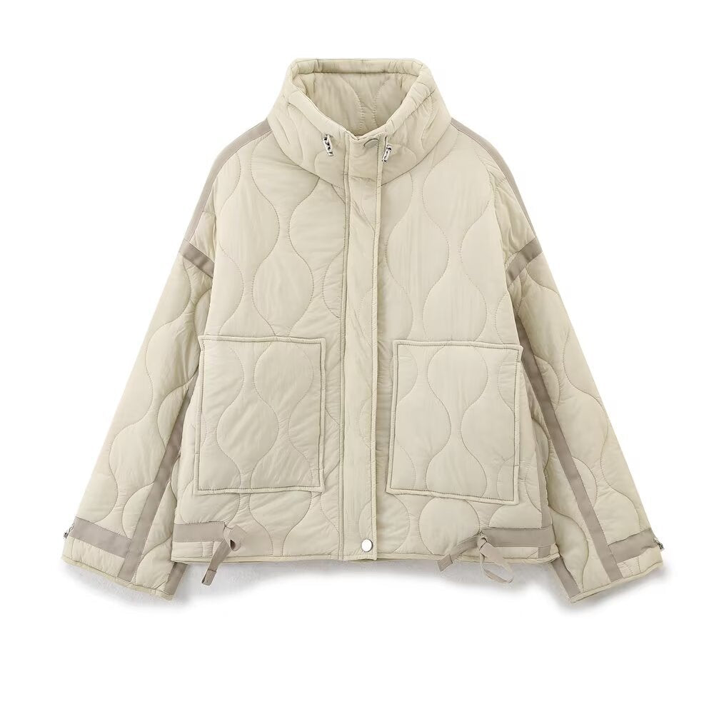 Essential Bow Quilted Pocket Jacket – Beige