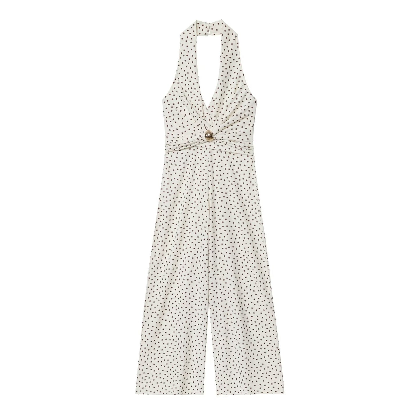 Luxe Polka-Twist Jumpsuit - White