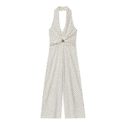 Luxe Polka-Twist Jumpsuit - White