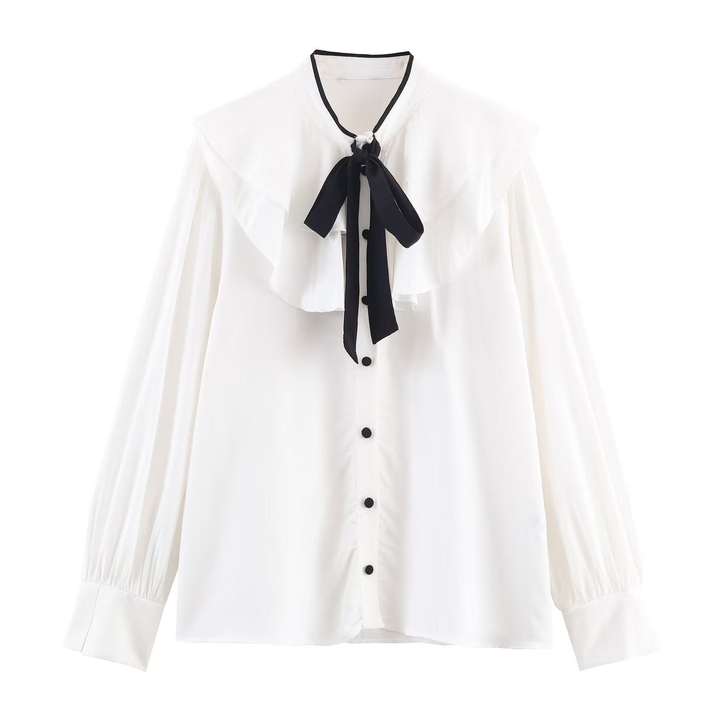 Vintage Bow-Yoke Blouse - White