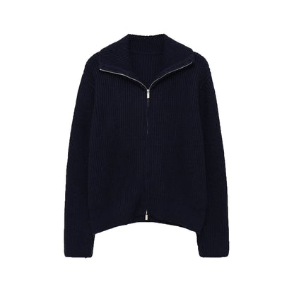 Essential Zip-Up Knit Cardigan
