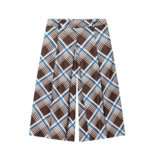 Luxe Graphic Plaid Culottes - Brown