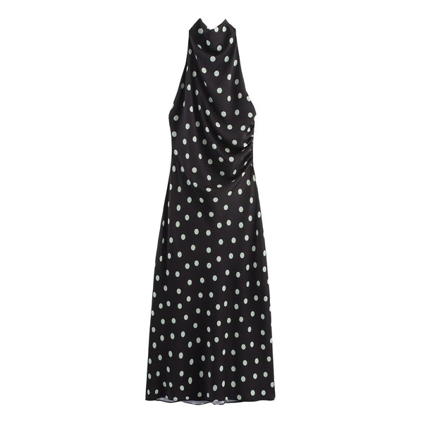 Vintage Drape Halter Dress - Black