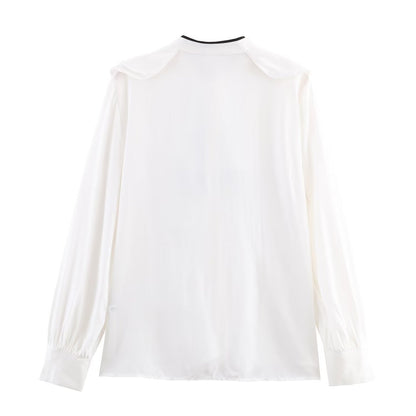 Vintage Bow-Yoke Blouse - White