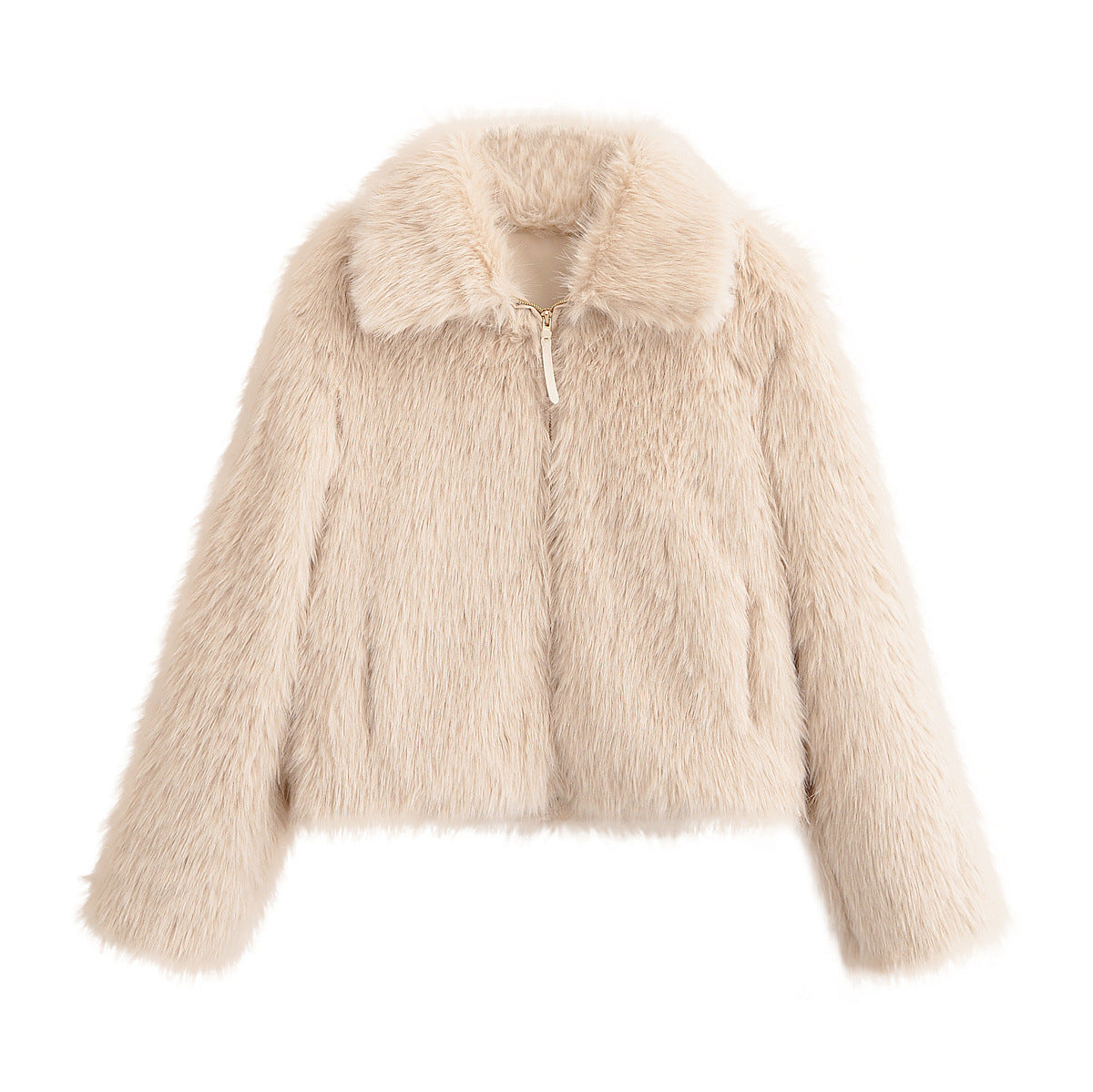 Studio Funnel-Collar Faux-Fur Jacket - White