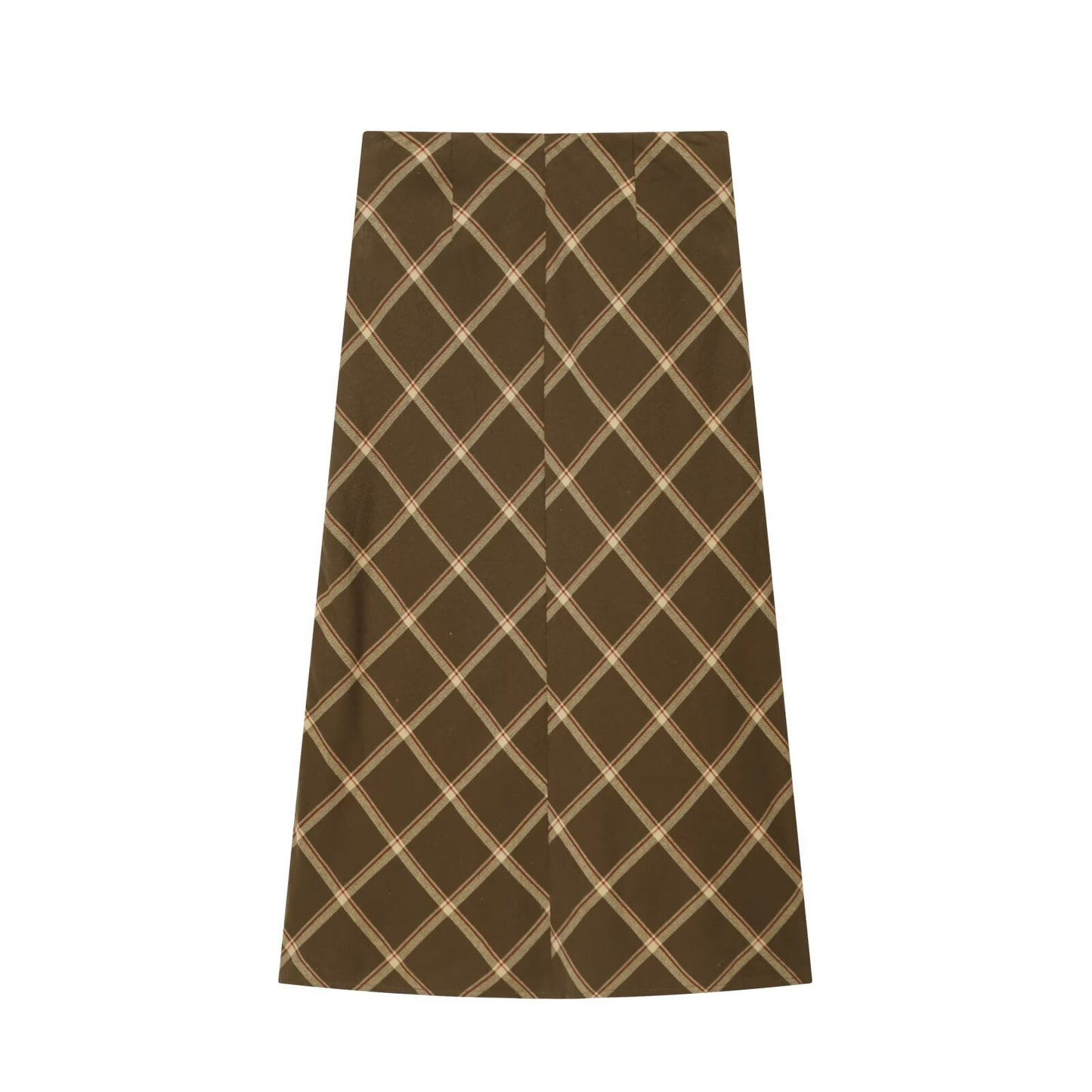 Luxe Plaid Wrap Midi Skirt - Brown