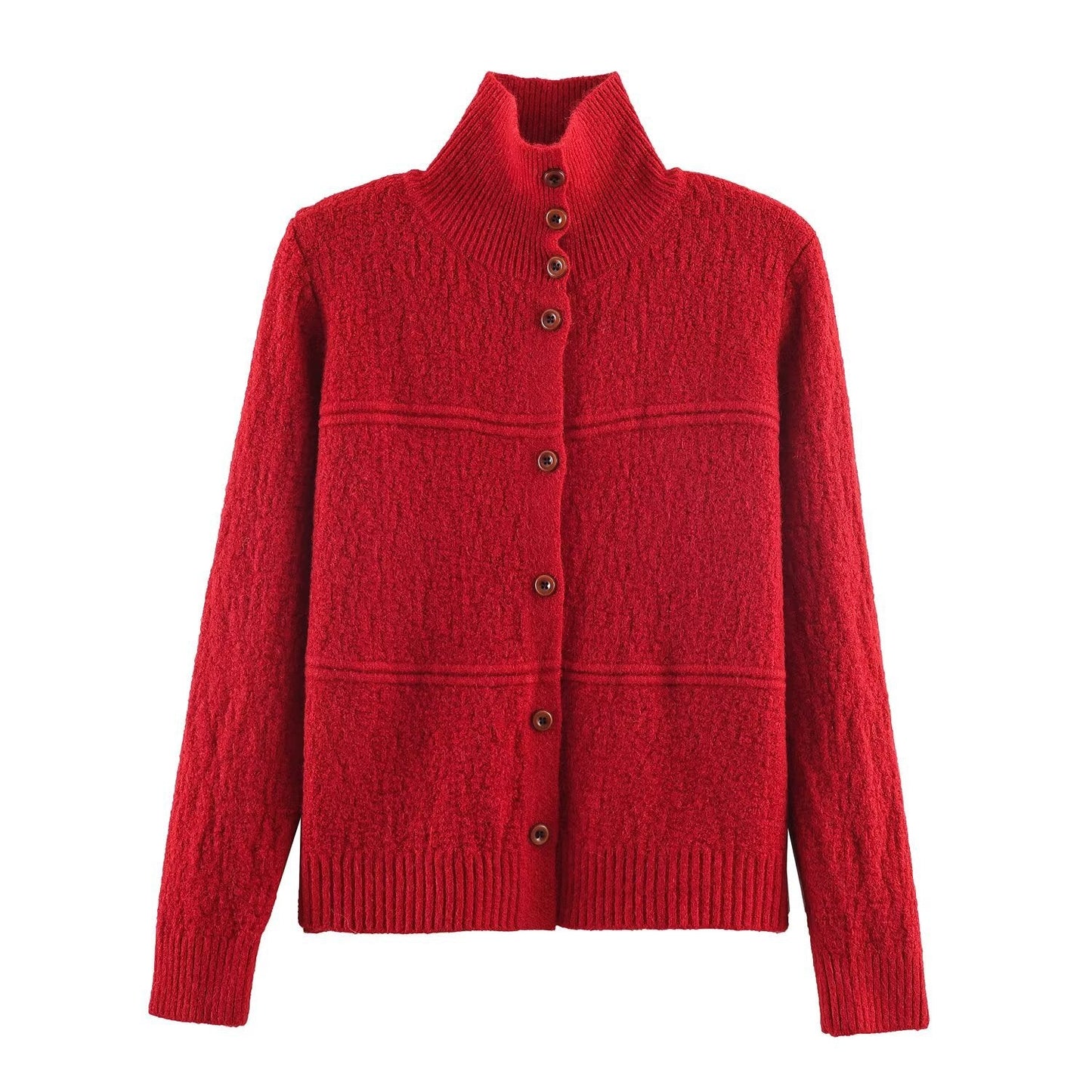 Essential High-Neck Bouclé Cardigan Sweater